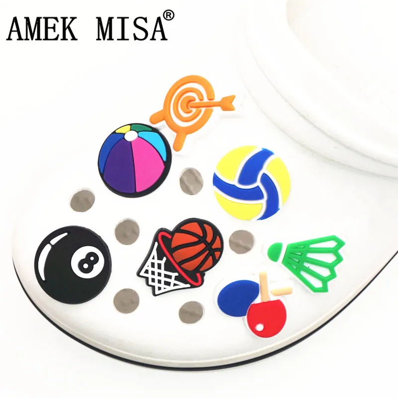 Single Sale 1Pcs Shoe Charms Novelty Sports Equipment Shoes Accessories Shoe Buckle Decoration for croc jibz Kids Party X-mas