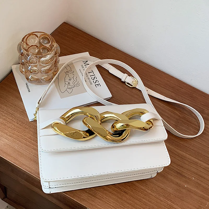 

Дизайнерская мягкая кожаная женская сумка на плечо, Новинка лета 2021, модная женская однотонная маленькая квадратная сумка на цепочке, тренд...