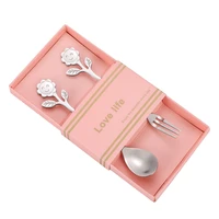 coffee spoon tableware gift box kitchen accessories sunflower fruit fork stainless steel silver wedding accompaniment gifts