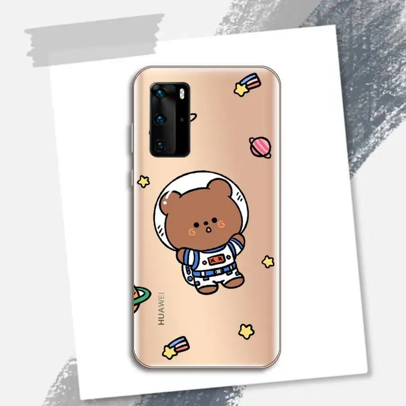 

Cute Cartoon Astronaut Planet Phone Case Transparent for Huawei P honor 8 10i 20 30 40 smart 2019