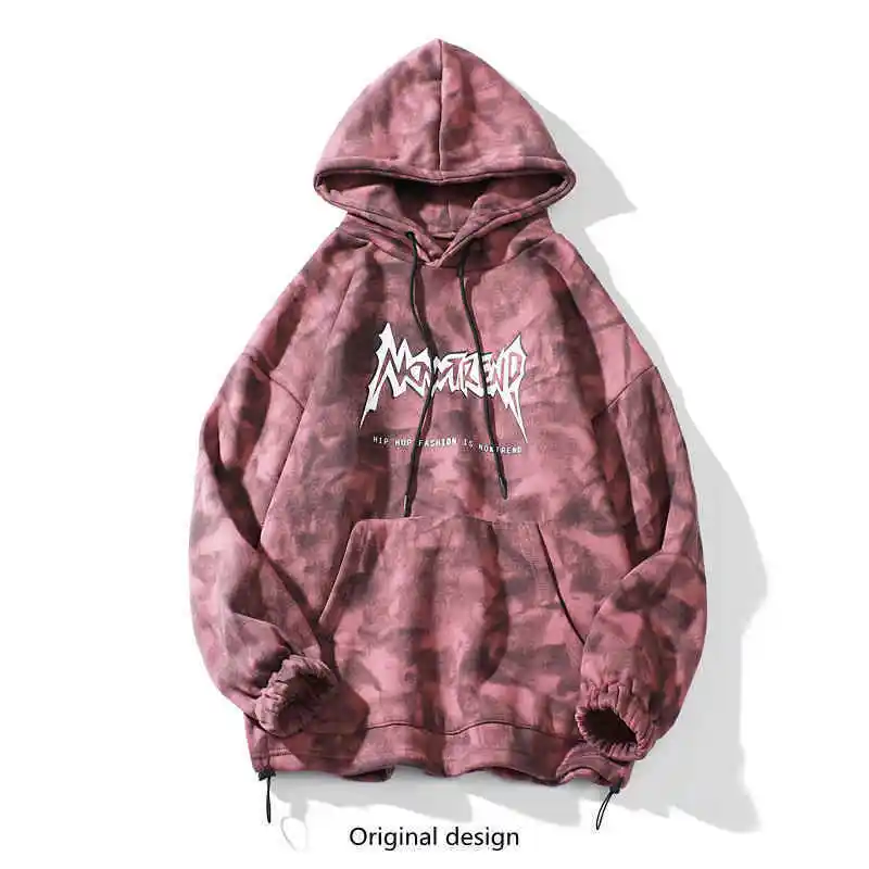 

Spring and autumn Hooded Sweater men's and women's hip hop tie dyed sweater cover hooded loose top coat