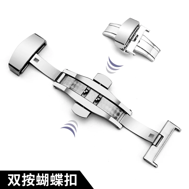 

Stainless Steel Fish Scale Pattern Watch Buckle Leather Watchband Double Folding Buckle Watch Strap Accessories