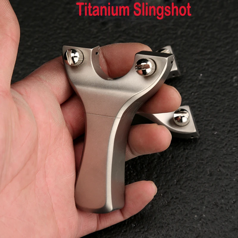 Titanium Alloy Flat Leather Slingshot Palm  High-precision Oblique Support Sling Shot Small Bow Door Support Catapult