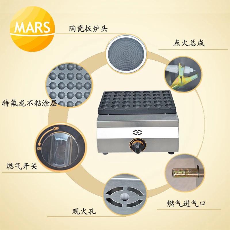 Offerte GPL Gas Arrosto Uccello Uovo Grill Maker 35 Fori Uova Di Quaglia Macchina Della Frittura Forno Di Ferro Polpo Palle Stufa Chibi Maruko Pan