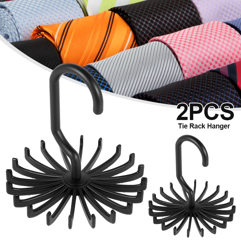 

2Pcs Tie Holder Rotating Tie Hanger with 20 Hooks Belt Hanger Adjustable Tie Rack Organizer for Cupboard Wardrobe Storage Scarf