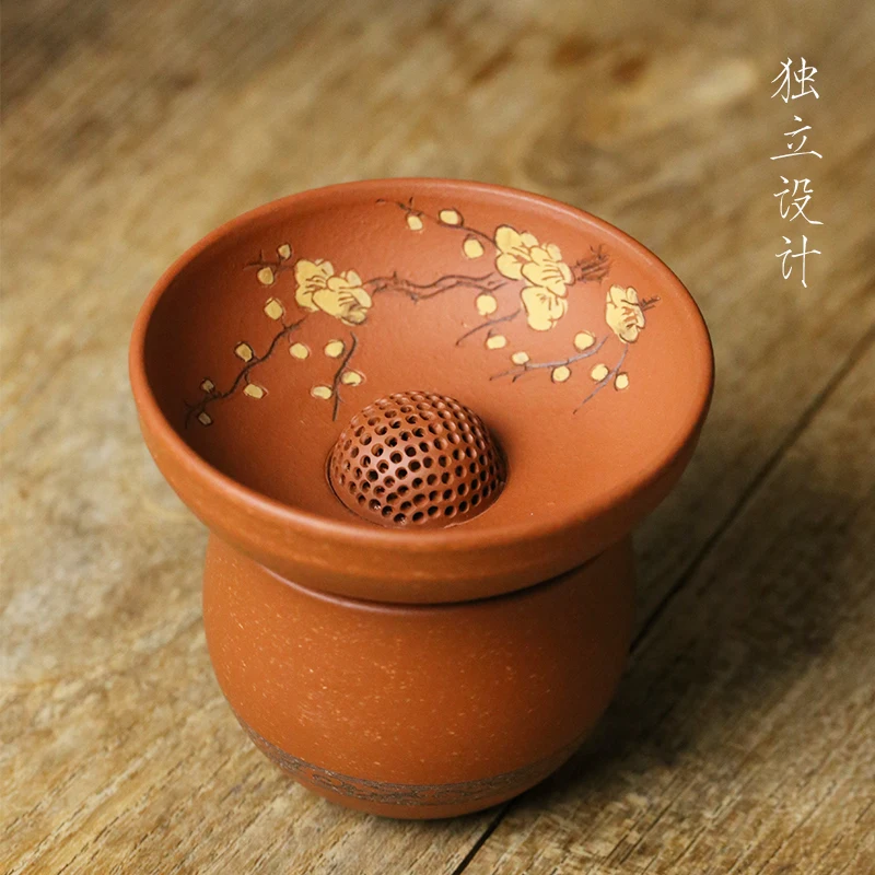 

Стеклянный фильтр для чая ручной работы из сливы и фиолетового песка