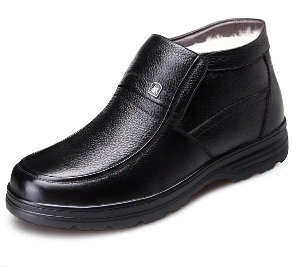 Зимние мужские ботильоны из натуральной кожи обувь больших размеров 38 48 Теплая