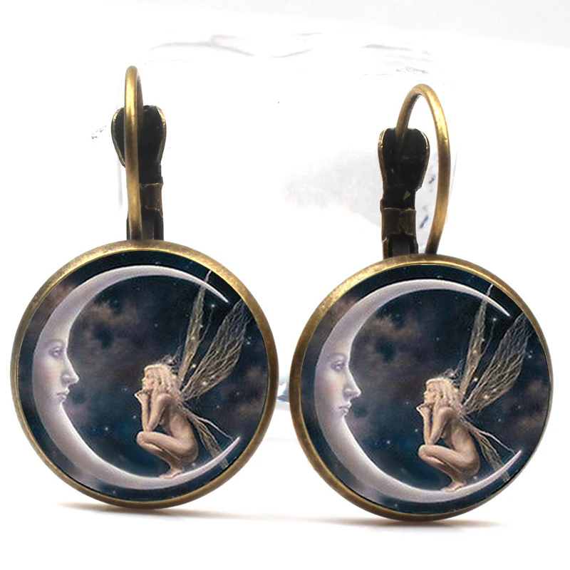 Лидер продаж! Готические Подвесные серьги в виде ангела и Луны индивидуальные