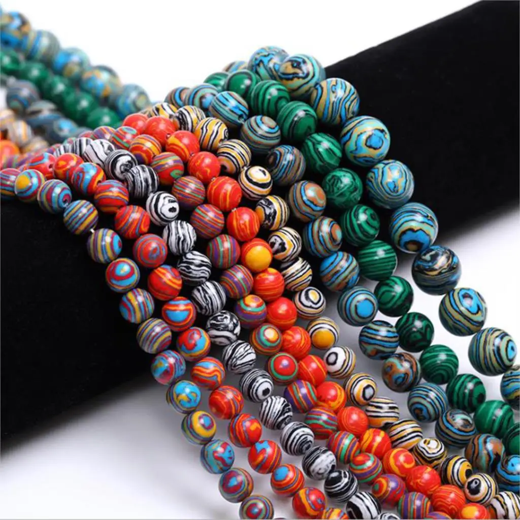 

Бусины из Малахита (синтетического), 4/6/ 8/10/12 мм, 1 нитка