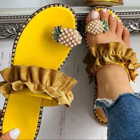 2021 women sandals slippers shoes flat flip flops string bead summer fashion wedges woman slides pineapple lady casual mujer