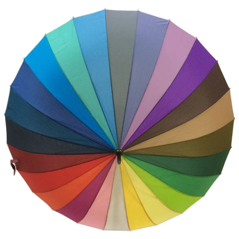 Женский длинный Зонт от дождя Радужный Ветрозащитный прочный водонепроницаемый