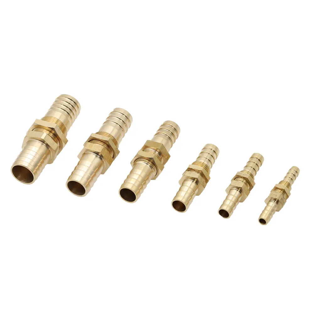 

Pipe ID 6 8 10 12 14 16mm Hose Barb Bulkhead Brass Barbed Tube Pipe Fitting Coupler Connector Adapter For Fuel Gas Water Copper
