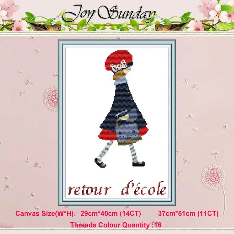 Little girl cartoon painting counted 11CT 14CT Cross Stitch Sets DIY Chinese Cross-stitch Kits Embroidery Needlework home decor | Дом и сад