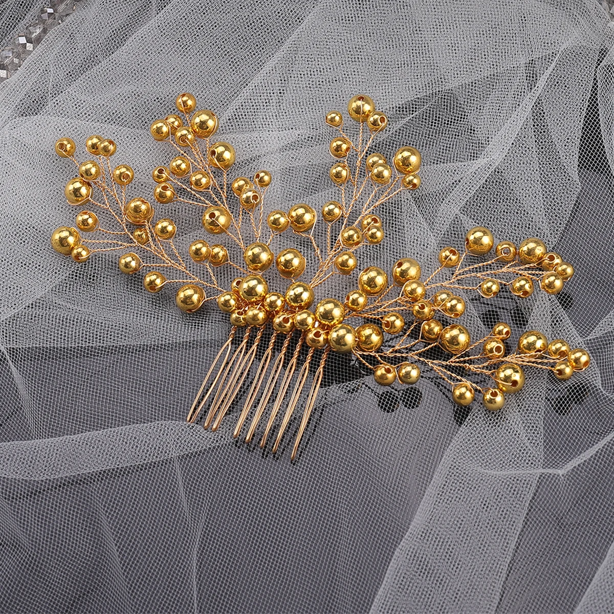 Золотая Бриллиантовая расческа для волос китайские свадебные аксессуары