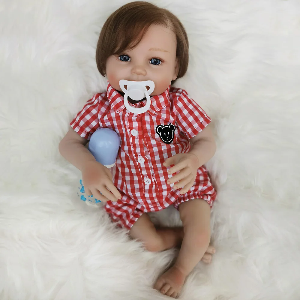 

New Design Smiling Reborn Baby Dolls 20 inch Lifelike Cloth Body Fiber Hair Bonecas Reborn Bebe Doll Toys Kid Children's Day Gif