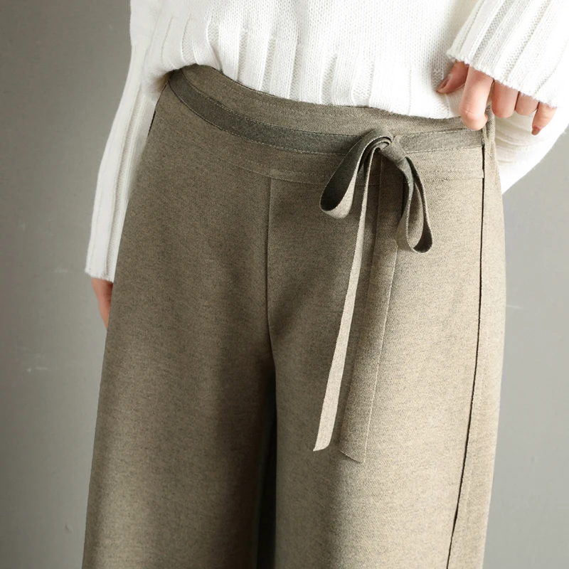 

(hot style) in the autumn of recreational vogue of new fund of height pants nine minutes of pants elasticity wide-legged trouser