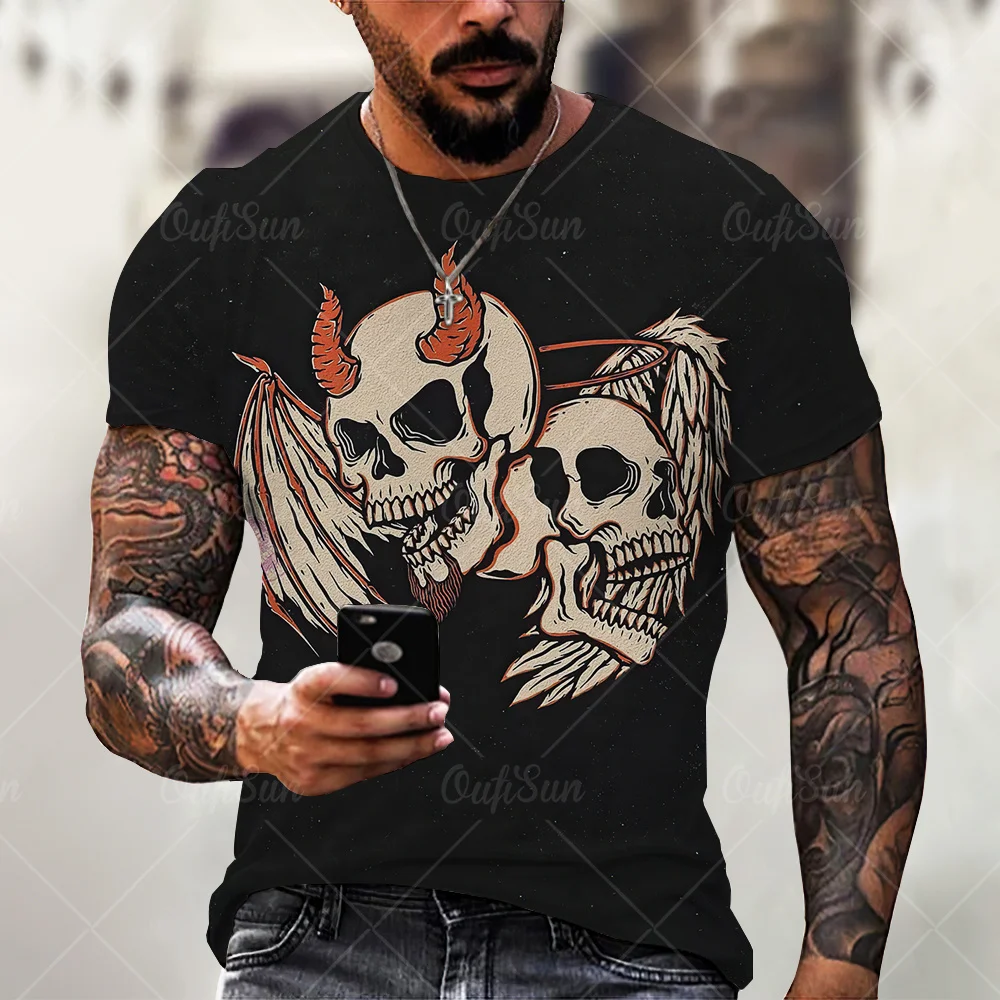 

Fashion New Product Horror Skull 3D Print Men's T-Shirt Summer O-Neck Casual Breathable Oversized Male T Shirt Top Men Clothing