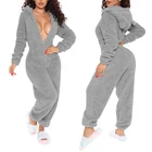 Зима 2021, женская теплая Домашняя одежда с длинным рукавом, женская одежда для сна, комбинезоны, пушистый комбинезон с капюшоном и 3D застежкой-молнией спереди