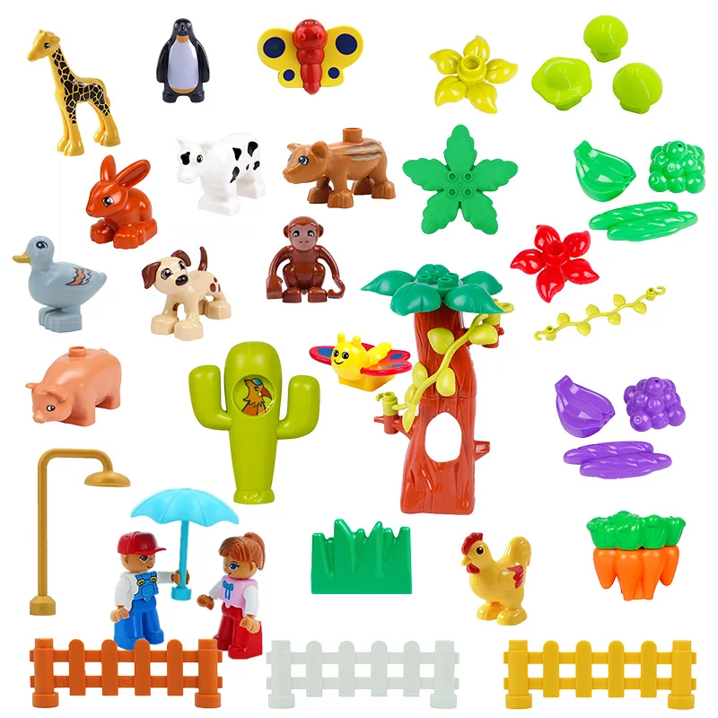 Большие частицы строительные блоки аксессуары Duplo фигурки животных обезьяна
