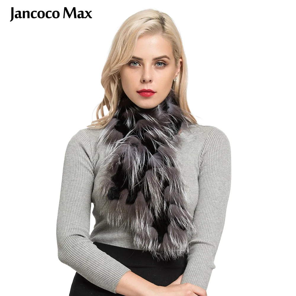 Jancoco Max Новое поступление натуральный мех кролика Рекс и натуральным лисьим мехом