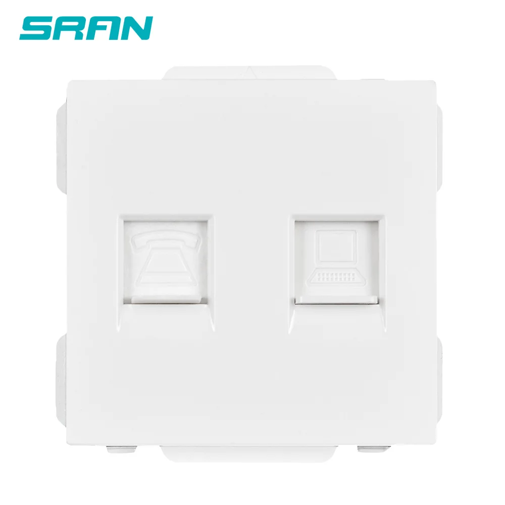 SRAN 52*52 wall telephone and internet socket interface RJ11+Rj45 function module accessories suitable for 86*86 panels | Обустройство