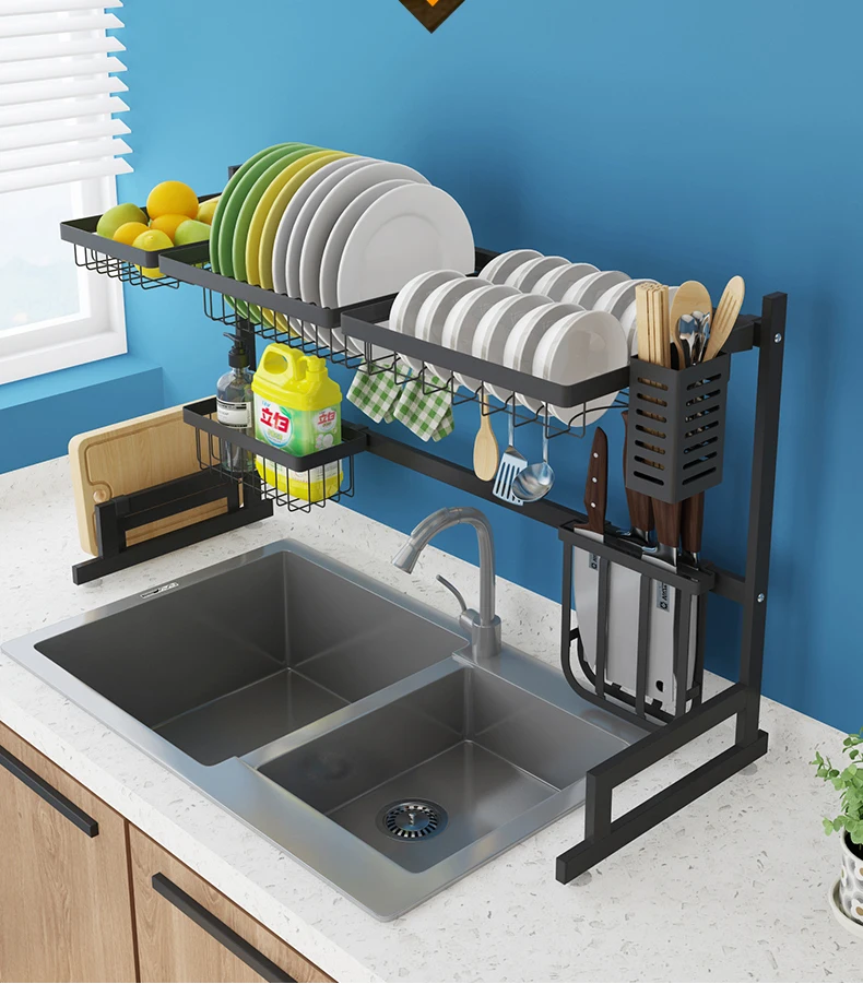 

Stable Stainless Steel Kitchen Rack Sink Dish Rack Drain Dish Rack Kitchen Utensils Storage Supplies Bearing 40kg