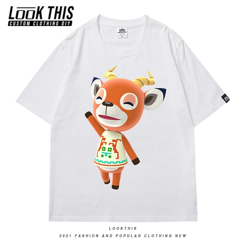 

2021 Summer Tee Animal Crossing Short Sleeve T-shirt Cute Animal Teen Harajuku Streetwear Boy Kawaii Girl Unisex T Shirts Tops