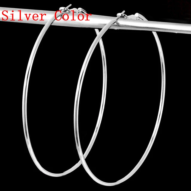 EKUSTYEE бренд 4 размера большие серьги кольца для женщин ювелирные изделия мать золото цвет модные ювелирные изделия Bijoux аксессуар День рождения Brincos - Окраска металла: Silver