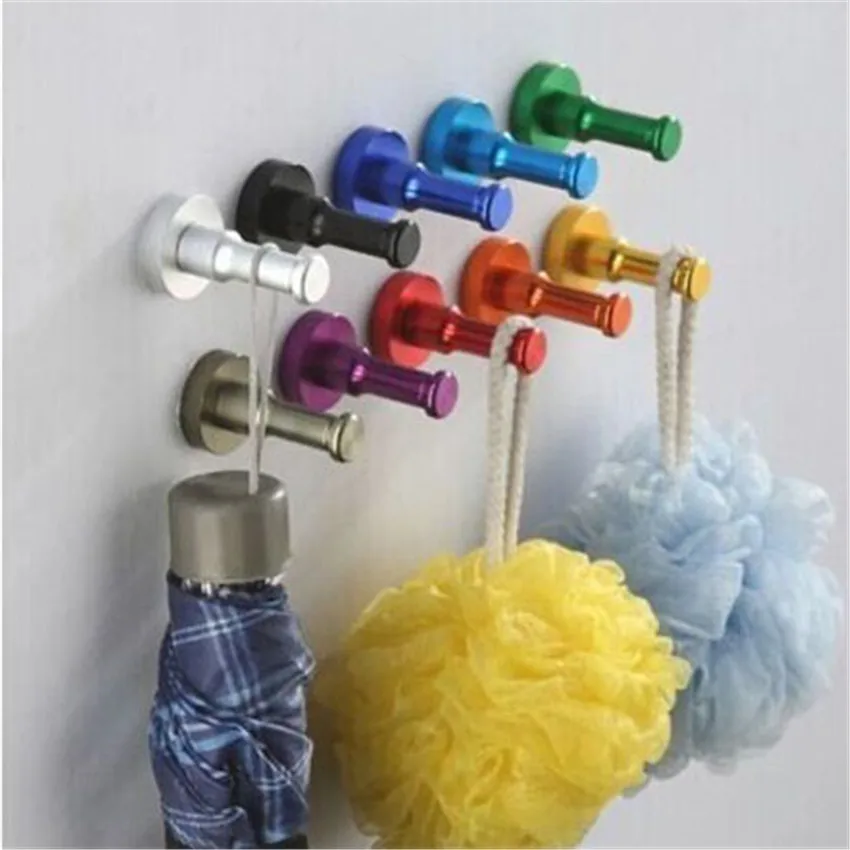 

1PC Kitchen Bathroom Coat Hook Space Aluminum Colorful Robe Hooks Living Room Key Hat Handbag Rack Hanger Hook Clothes Pegs