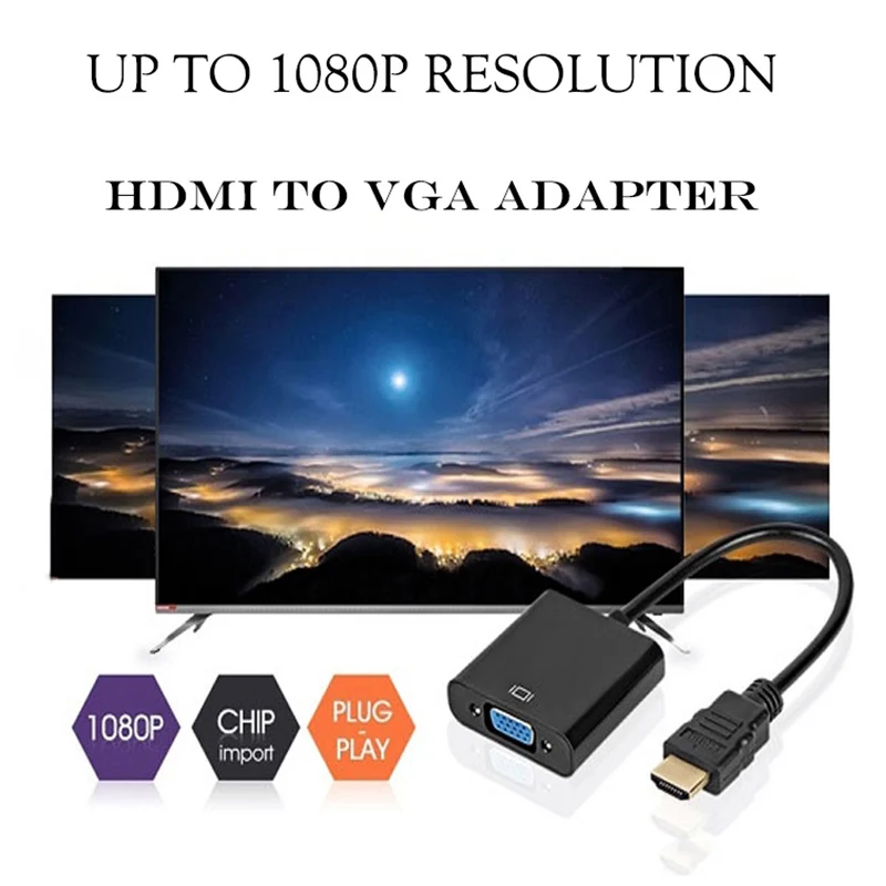 1080p HDMI в VGA адаптер конвертер Папа мама кабель с аудио выходом цифро аналоговый