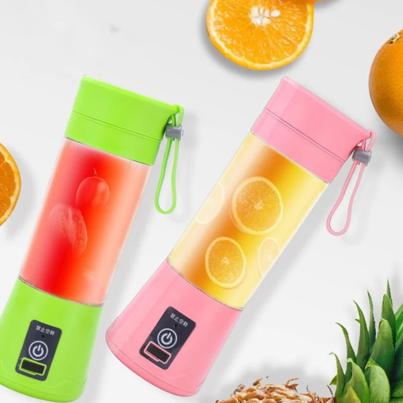 

380Ml USB Rechargeable Blender Mixer 6 Blades Juicer Bottle Cup Juice Citrus Lemon Fruit Smoothie Squeezers