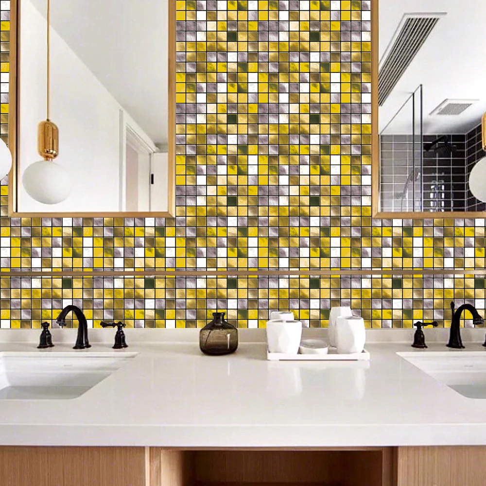 10 шт. золотисто желтая мозаичная плитка наклейка напечатанная в 2D переводе чехлы