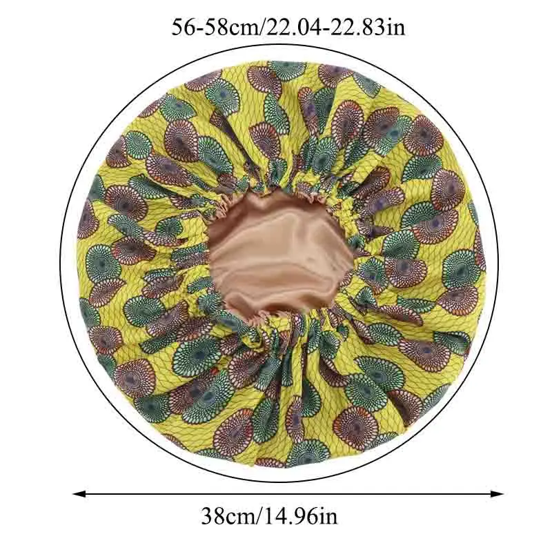 

New Extra Large Printed Double-Layered Nightcap Muslim African Pattern Print Fabric Stretch Wide-Brimmed Hat Head Accessories