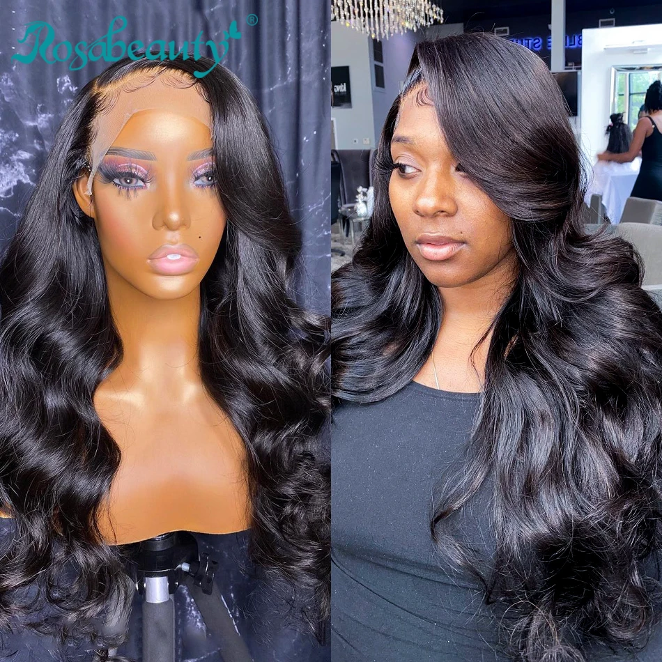Rosabeauty 250 плотность HD 13X6 прозрачные волнистые кружевные фронтальные парики 40