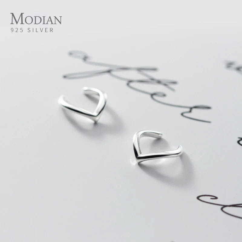 Женские глянцевые серьги-клипсы Modian с буквами V-образной формы из натурального