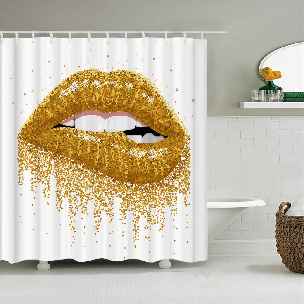 

Waterproof Shower Curtain For Bathroom Sexy Lip Printing Bathtub Curtains Washable Modern Love woman Bathroom Curtain With Hooks