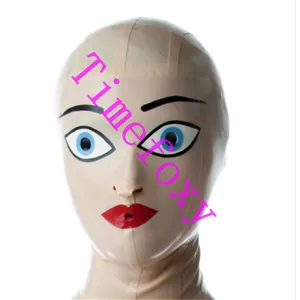 100% Latex hood Mask blue eyes Rubber Hood Red Mask Cosplay Black Mask with Zip on Back for Party 100% Latex hood Mask blue eyes Rubber Hood Red Mask Cosplay Black Mask with Zip on Back for Party