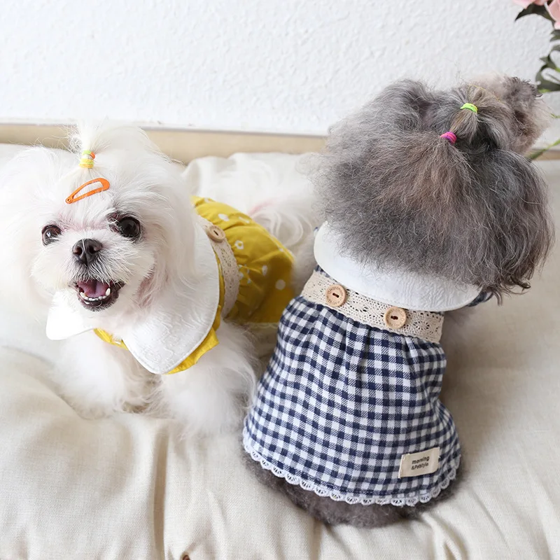 Одежда в стиле ретро для девочек одежда собак желтого и синего цветов осенние