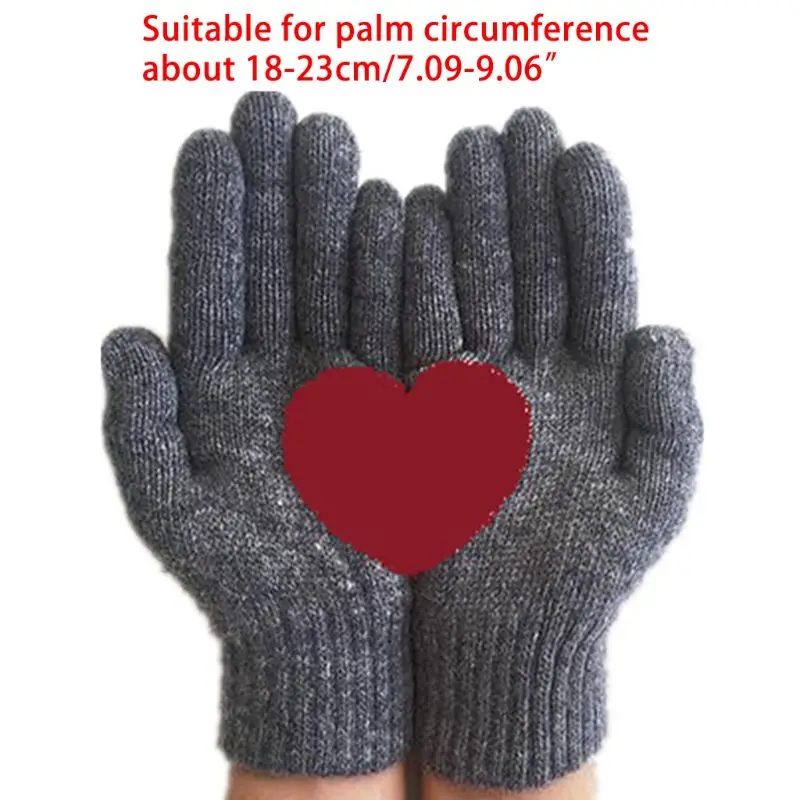 

Women Winter Thick Knit Gloves Sweet Half Red Heart Irregular Print Warm Mittens T5UF
