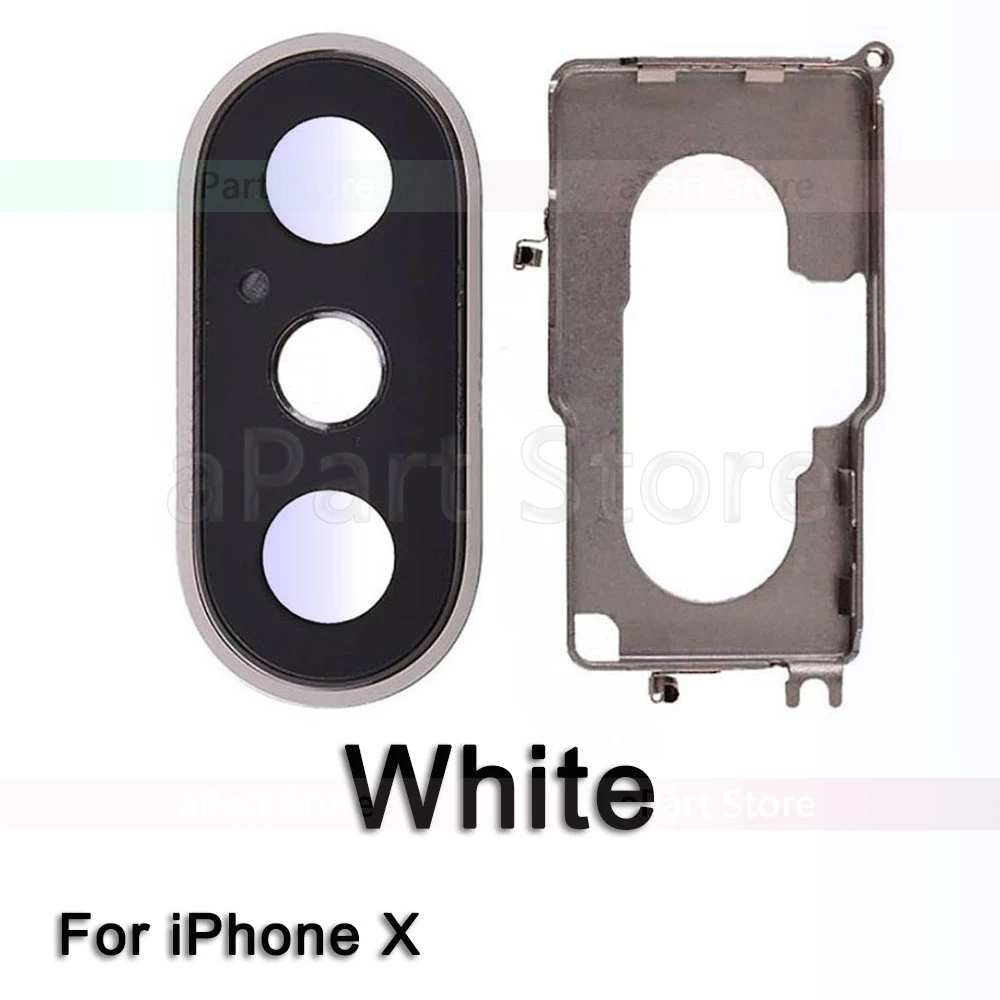 Для iPhone X Xs Max XR сапфировое стекло задняя камера стекло объектив кольцо Крышка Оригинальная Запасная часть - Цвет: X White