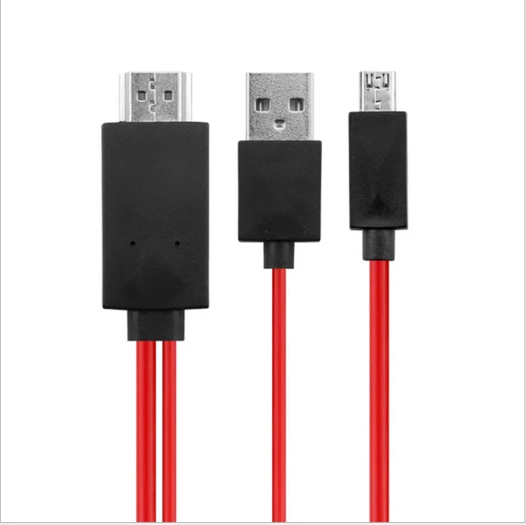 Красный 2 м MHL Micro USB к HDMI 1080P телевизионный HD кабель адаптер для универсальных телефонов Android - Цвет: Красный