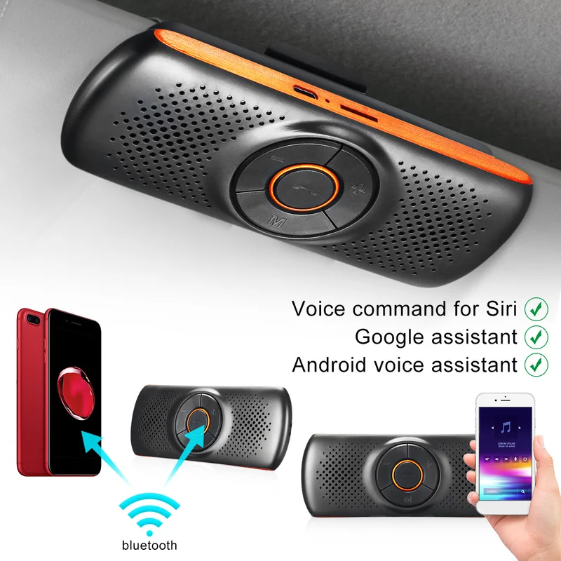 Wireless bluetooth Car Kit Set Handsfree Speakerphone Multipoint Sun Visor Speaker For Phone Smartphones Charger Hands Free | Автомобили и