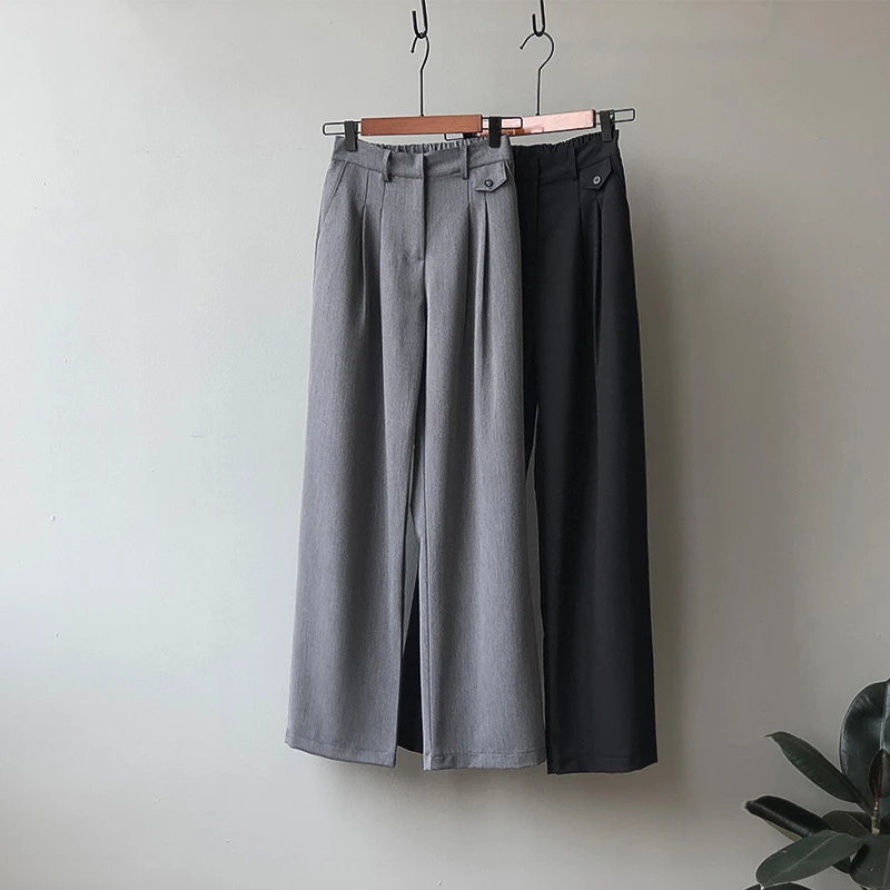 

Новинка 2022, женские брюки высокого качества, весна-осень, широкие брюки с высокой талией, драпированные прямые свободные повседневные брюки для женщин Z218