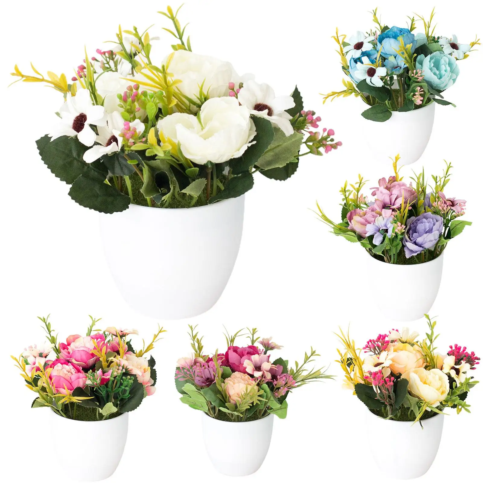 Искусственный цветок пиона бонсай реалистичное зеленое растение украшение для