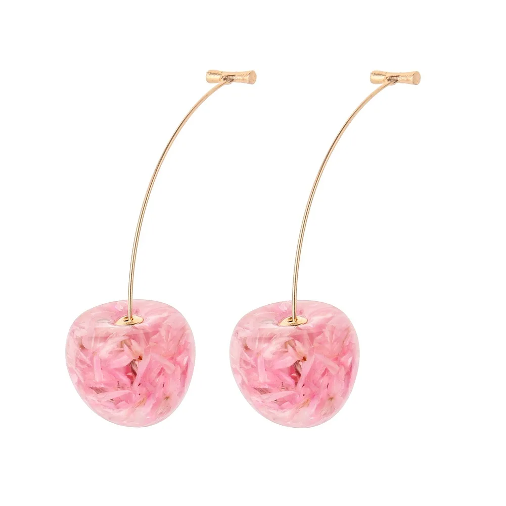 

2021 Acrylic Fashion Korean Style Long Drop Earrings For Women Sweet Cherry Cute Statement Earrings Accessories For Girls Alice