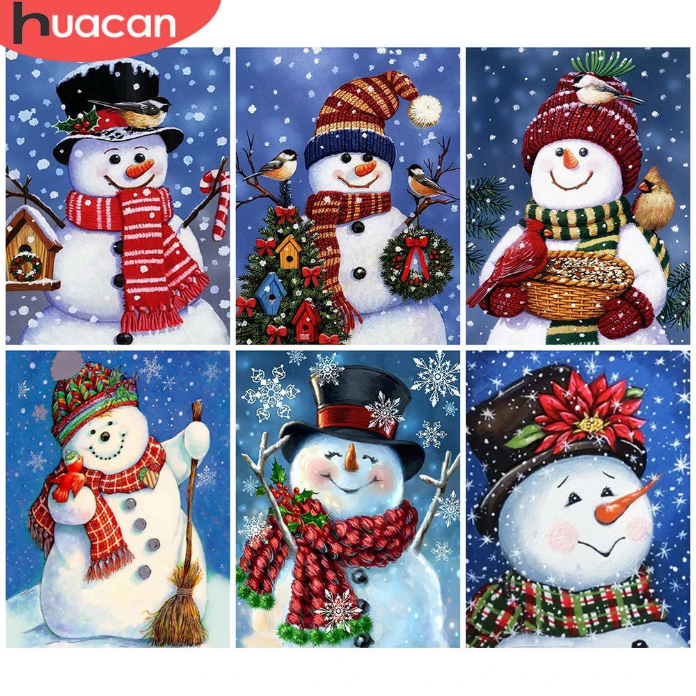 

HUACAN 5D DIY Diamond Painting Christmas Snowman Gift Full Square Drill Diamond Embroidery Winter Handicraft Home Decor