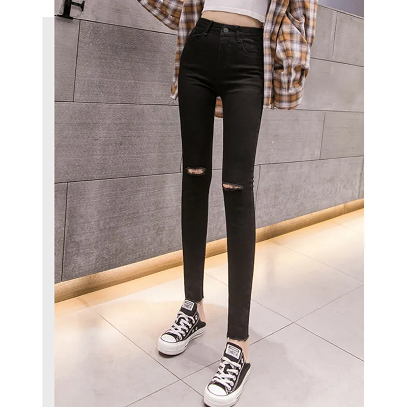 Джинсы-карандаш женские с завышенной талией батальных размеров 8601 | Женская