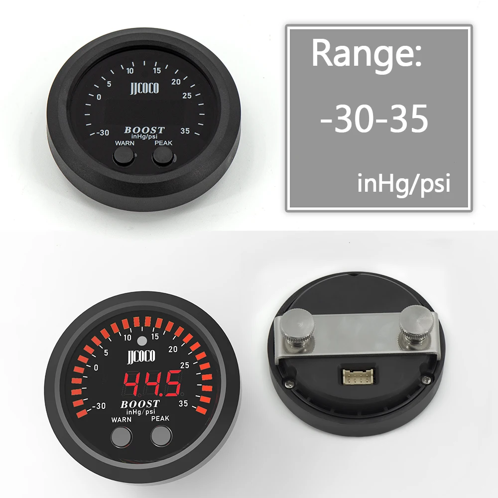 52MM S-Series Boost Gauge Ultra-Thin Round with Red Light LED Display Vacuum Turbo Meter -30psi~ 35PSI |