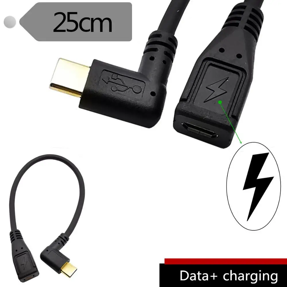 Gold-plated 90 ° side bend Type-C orbit Micro5pin female mobile phone data adapter USB3.1 cable | Электроника
