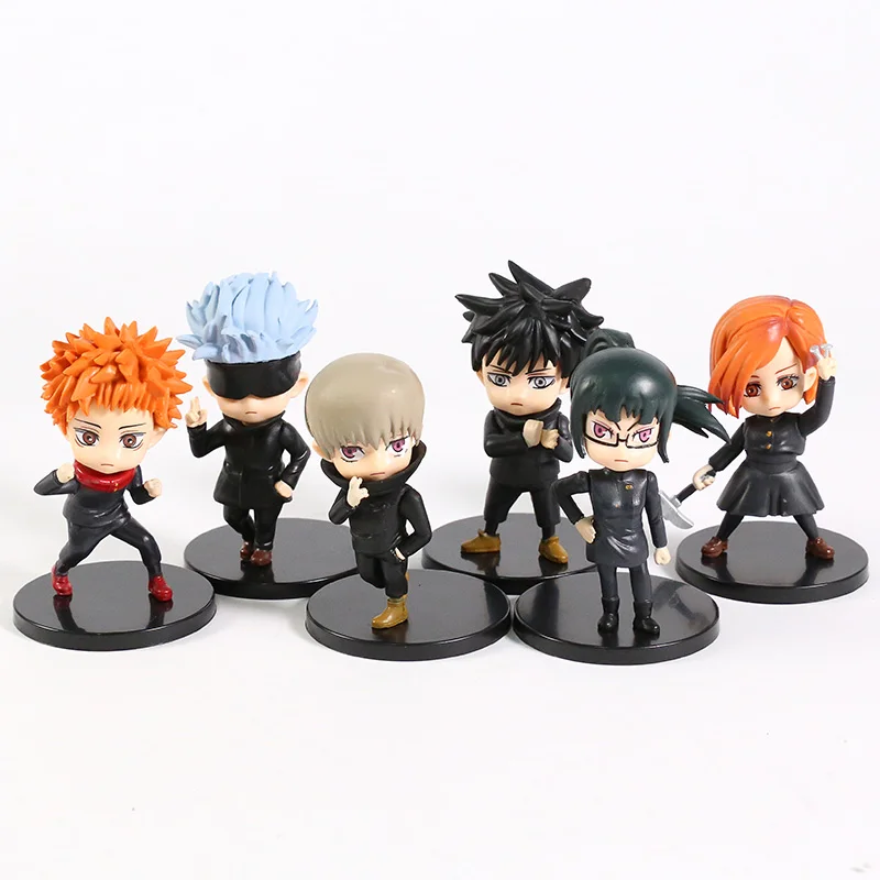 

Jujutsu Kaisen Gojo Satoru Itadori Yuji Fushiguro Megumi Kugisaki Nobara Zenin Maki Inumaki Toge Figure Toys PVC Cute Dolls Set